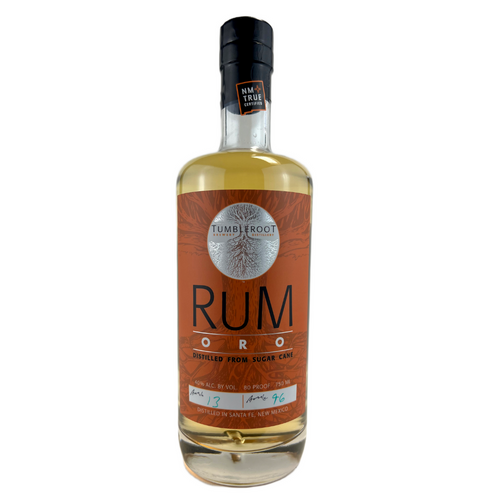 Tumbleroot Oro Rum — oak-aged gold rum, small batch craft spirits from Santa Fe NM